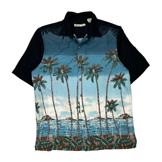 Batik Bay Graphic Hawaiian Shirt - Medium Black Viscose