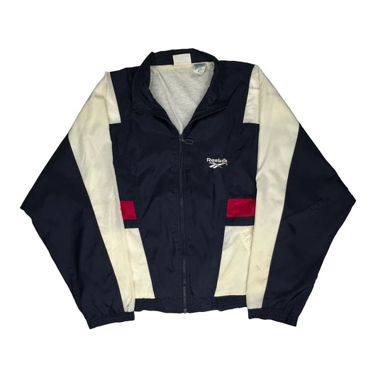 Reebok Striped Track Jacket - Medium White Nylon