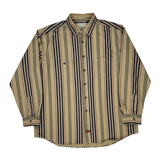 American Eagle Striped Shirt - XL Beige Cotton