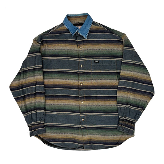 Vintage Made In USA Guess Bohemian Striped Shirt - Small Multicoloured Cotton