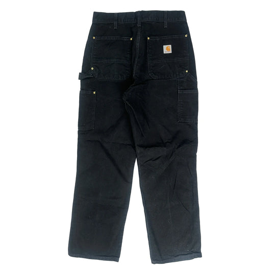 Vintage Blk Carhartt Double Knee Carpenter Trousers - 30W 29L Black Cotton