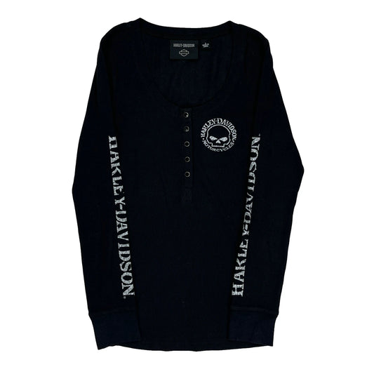 Vintage Motorcycles Harley Davidson Long Sleeve T-Shirt - Small Black Cotton