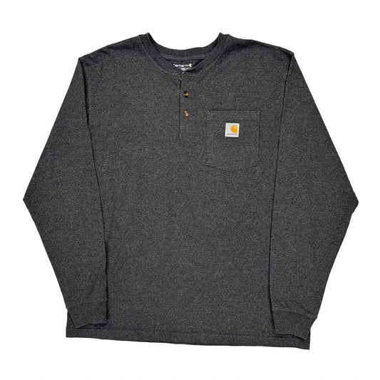 Carhartt Long Sleeve T-Shirt - Large Grey Cotton