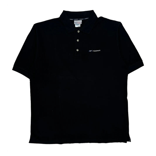 Reebok Polo Shirt - Large Black Cotton
