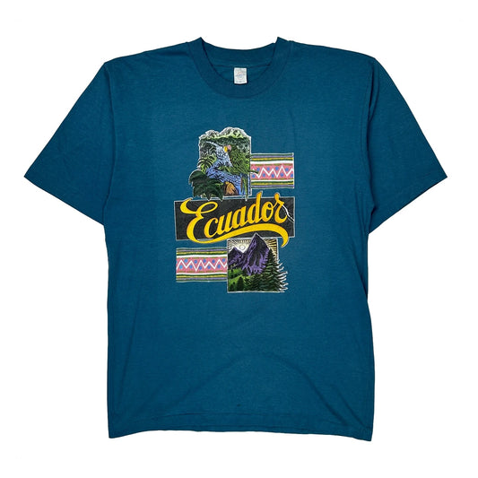 Ecuador Marathon Single Stitch T-Shirt - XL Blue Cotton
