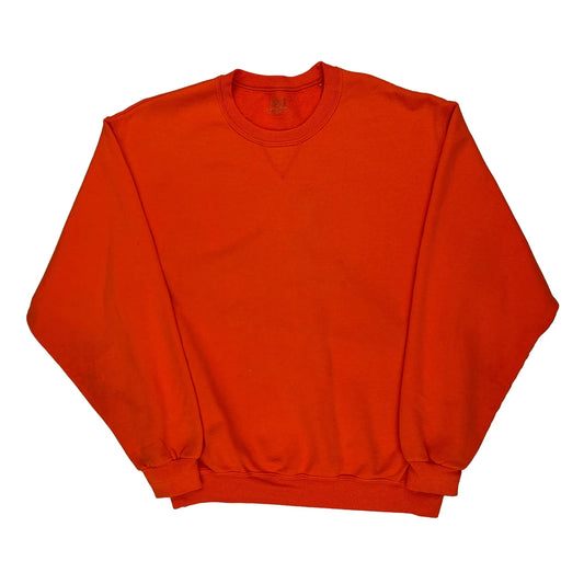 Fruit Of The Loom Sweatshirt - Large Orange Cotton