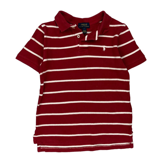 Age 7 Polo By Ralph Lauren Striped Polo Shirt - Small Red Cotton