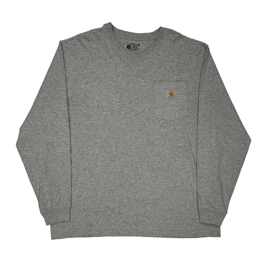 Carhartt Long Sleeve T-Shirt - XL Grey Cotton