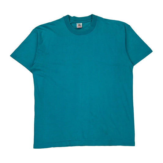 Fruit Of The Loom Single Stitch T-Shirt - XL Blue Cotton