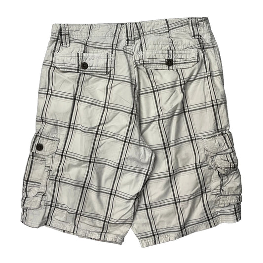 Lee Checked Cargo Shorts - 30W 11L White Cotton