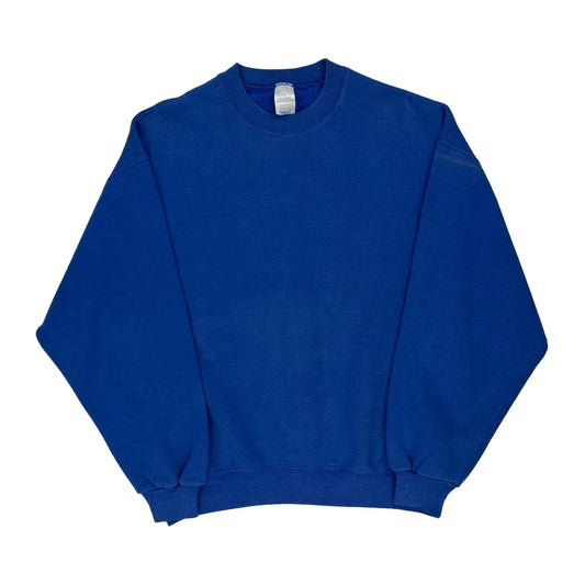 90S Blank Made In USA Jerzees Sweatshirt - Large Blue Cotton Blend