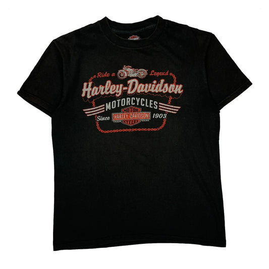 Fort Thunder Harley Davidson Graphic T-Shirt - Large Black Cotton