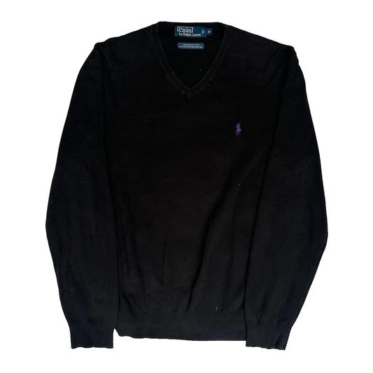 Polo By Ralph Lauren V-Neck Jumper - Medium Black Cotton
