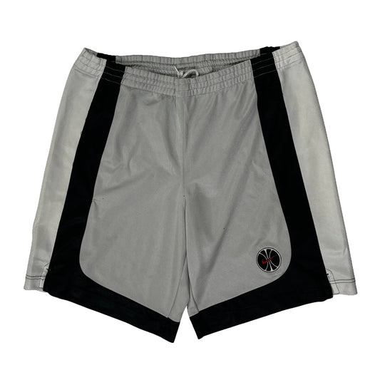 Vintage Nike Striped Sport Shorts - Medium Grey Polyester