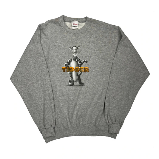 Tigger Disney Cartoon Sweatshirt - XL Grey Cotton