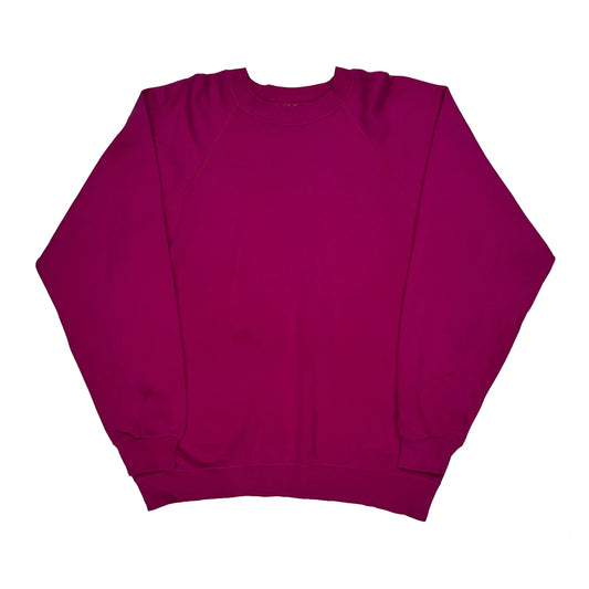 90S Blank Hanes Sweatshirt - Large Purple Cotton Blend