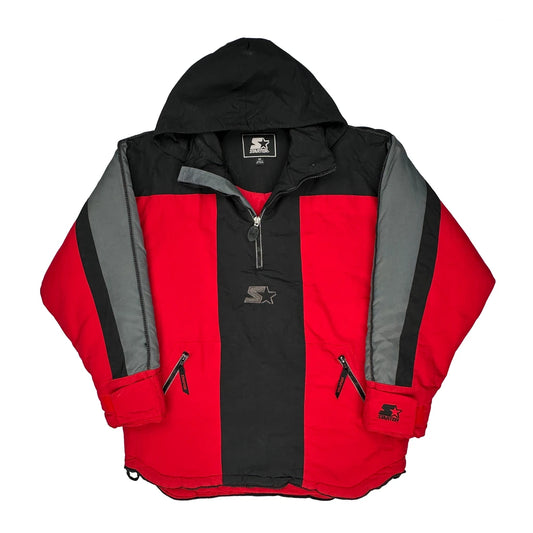 Vintage Starter Oversized Windbreaker - Medium Red Polyester
