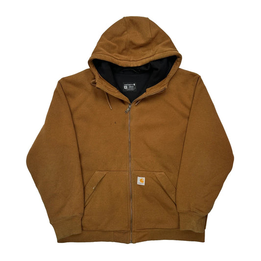 Thermal Lined Carhartt Full Zip Hoodie - XL Brown Cotton