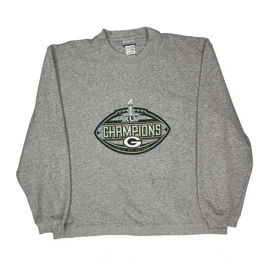 Vintage Green Bay Packers Reebok Nfl Sweatshirt - XL Grey Cotton Blend