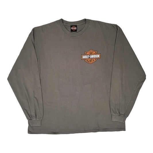 Ellington Ct Harley Davidson Graphic Long Sleeve T-Shirt - XL Grey Cotton