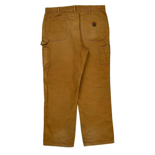 Original Dungaree Fit Carhartt Double Knee Carpenter Trousers - 38W 32L Brown Cotton