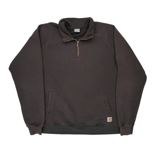 Carhartt Tall 1/4 Zip - 2XL Brown Cotton Blend