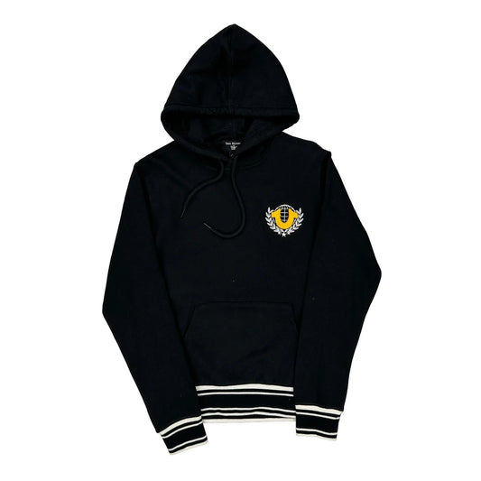 02 True Religion Spellout Hoodie - Small Black Cotton Blend