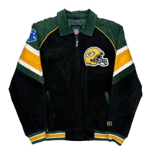 Vintage Green Bay Packers Nfl Football Varsity Jacket - 2XL Black Polyester