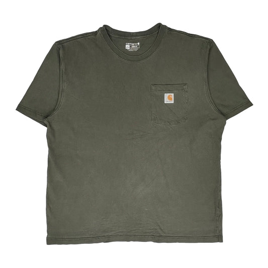 Carhartt T-Shirt - Large Khaki Cotton