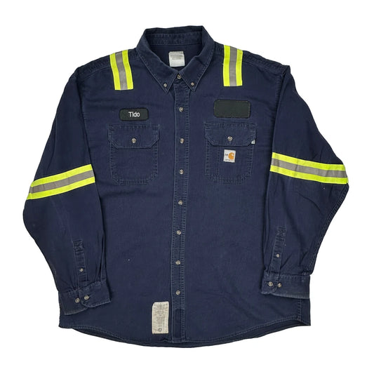 High Visibility Carhartt Shirt - 2XL Blue Cotton