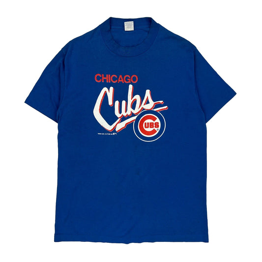 Chicago Cubs Trench Single Stitch T-Shirt - Large Blue Polyester Blend