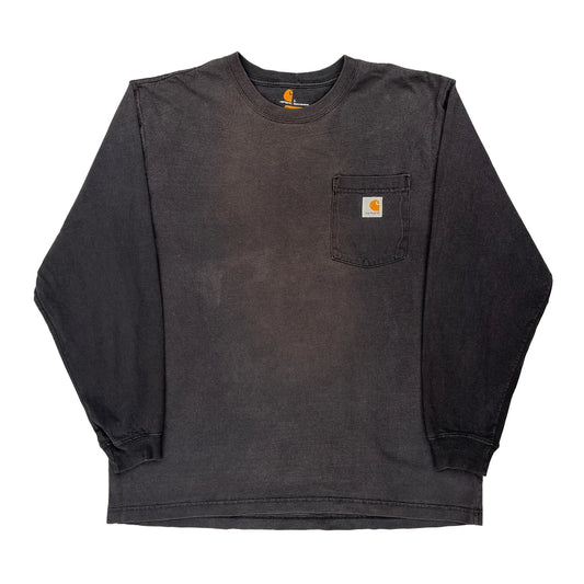 Carhartt Long Sleeve T-Shirt - Large Black Cotton