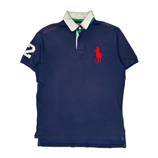 Vintage Polo By Ralph Lauren Big Pony Rugby Shirt - Large Navy Cotton