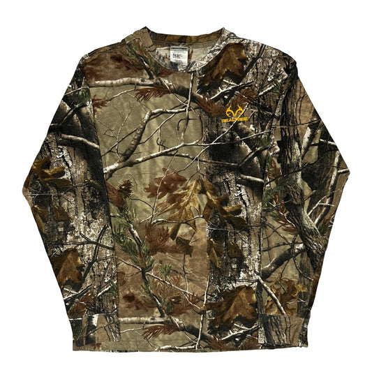Vintage Realtree Camo Long Sleeve T-Shirt - Large Green Cotton