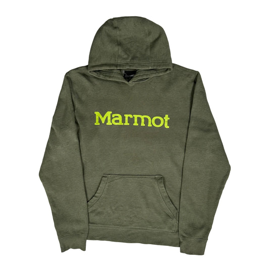 Vintage Marmot Hoodie - Large Green Cotton
