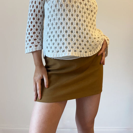 Onyx Mini Skirt - 26W UK 6 Beige Viscose Blend