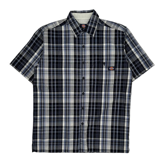 Dickies Checked Short Sleeve Shirt - Medium Black Cotton