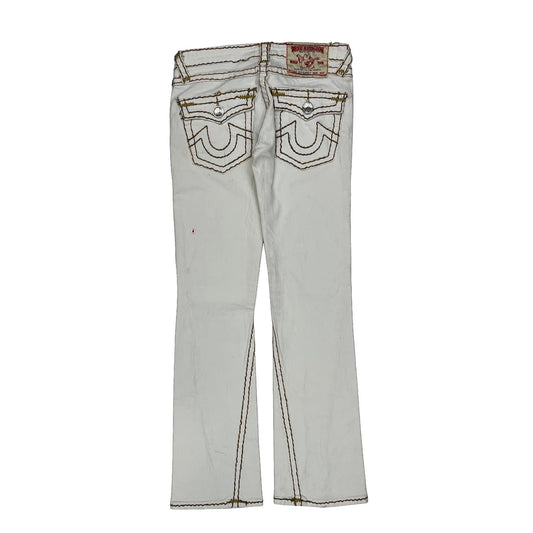 Vintage True Religion Contrast Stitch Jeans - 30W UK 8 White Cotton