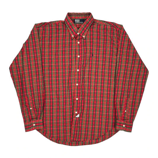 Polo By Ralph Lauren Checked Shirt - XL Green Cotton