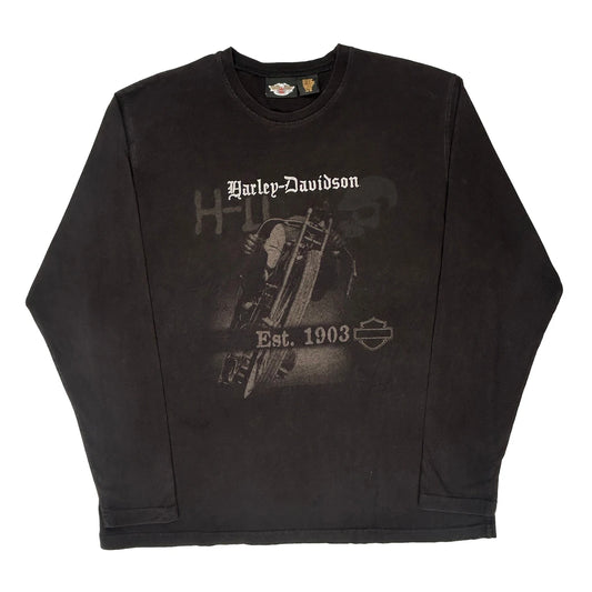 Harley Davidson Graphic Long Sleeve T-Shirt - 3XL Black Cotton