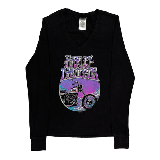 Harley Davidson Graphic Long Sleeve T-Shirt - Small Black Cotton