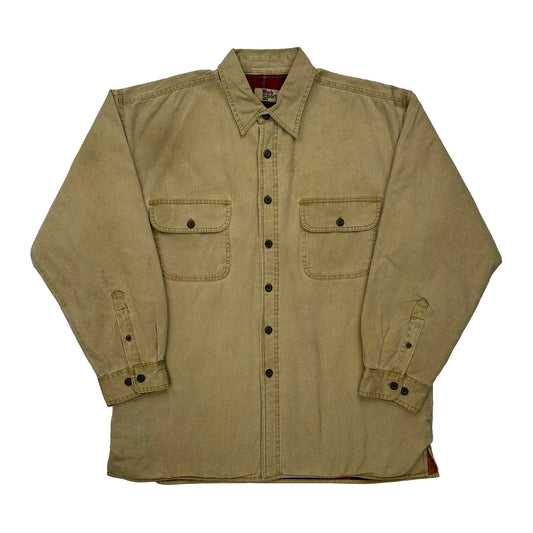 Vintage Work N Sport Flannel Lined Shirt Jacket - Large Beige Cotton
