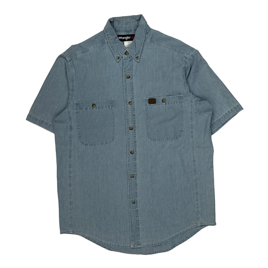 Wrangler Denim Shirt - Large Blue Cotton