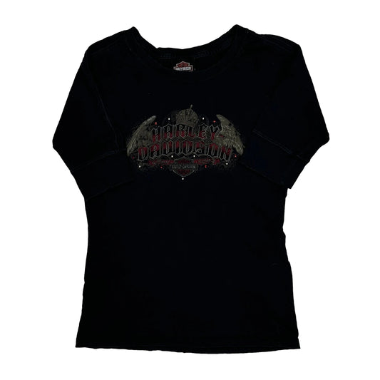 Vintage Harley Davidson Graphic T-Shirt - Medium Black Cotton