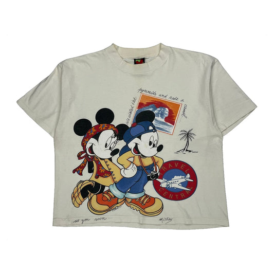 Mickey Unlimited Cartoon T-Shirt - XL Cream Cotton