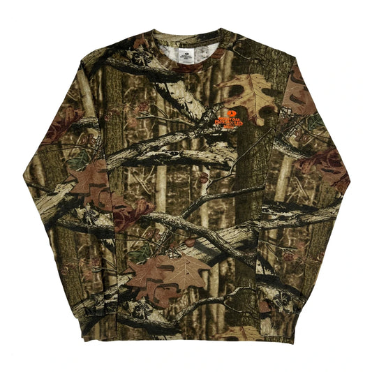 Mossy Oak Camo Long Sleeve T-Shirt - Medium Green Cotton