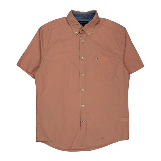 Tommy Hilfiger Short Sleeve Shirt - Medium Orange Cotton
