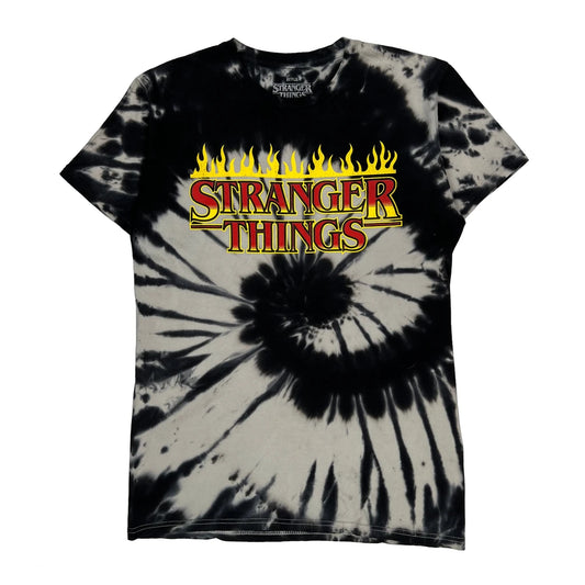 Stranger Things Netflix Tie-Dye T-Shirt - Small Black & White Cotton