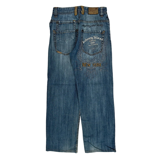 Hip Hop Johnny Blaze Jeans - 29W 30L Blue Cotton