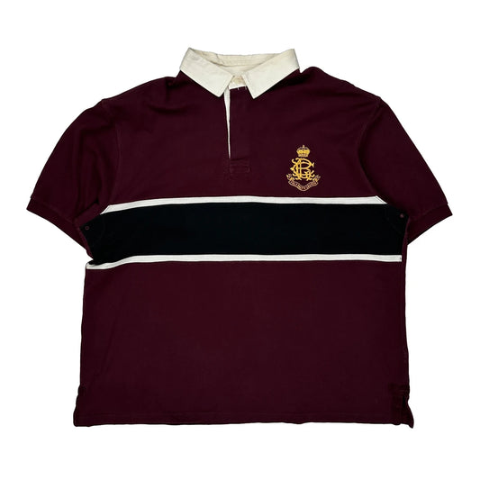 Polo By Ralph Lauren Striped Rugby Shirt - 3XL Burgundy Cotton